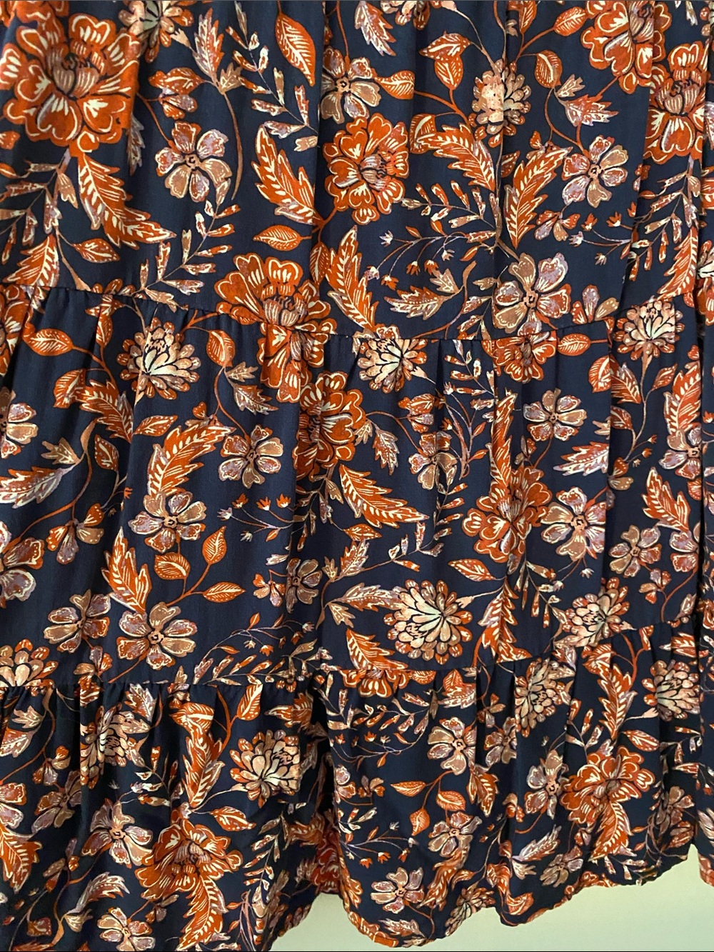 Old Navy Floral Spaghetti-Strap Sundress in Navy and Rust with pockets - Picture 2 of 7